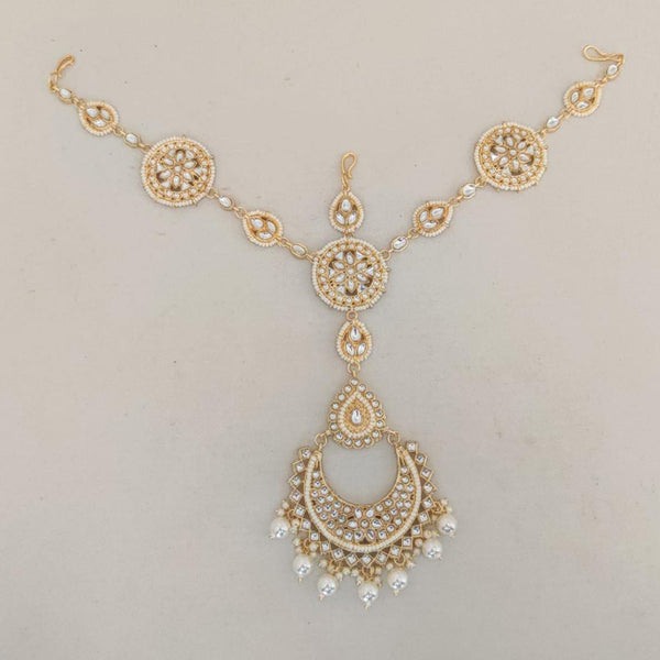 Manisha Jewellery Gold Plated Kundan Sheeshphool / Hair Band With Maangtikka