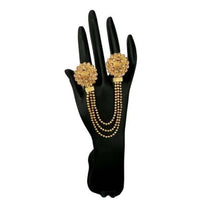 Tip Top Fashions Brown Austrian Stone Chain Double Finger Ring
